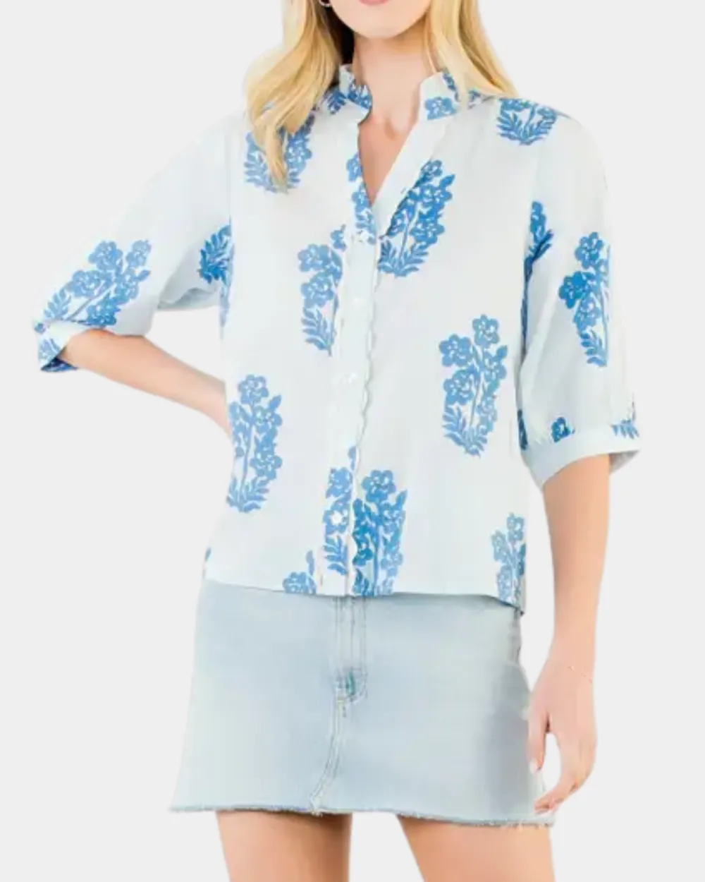 Floral Button Front Top