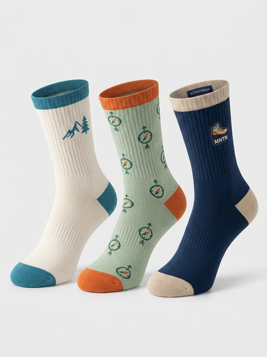 Mountain Compass Outdoor 3-Pair Mid-Calf Athletic Socks