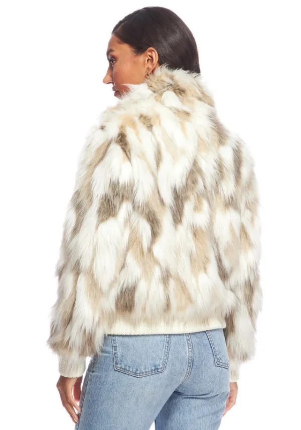 Natural Faux Fur Apres Ski Bomber Jacket