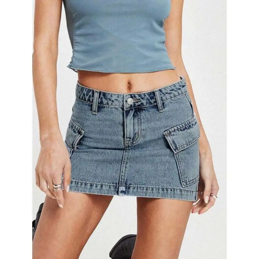 Mini Cargo Denim Skirt with Pockets
