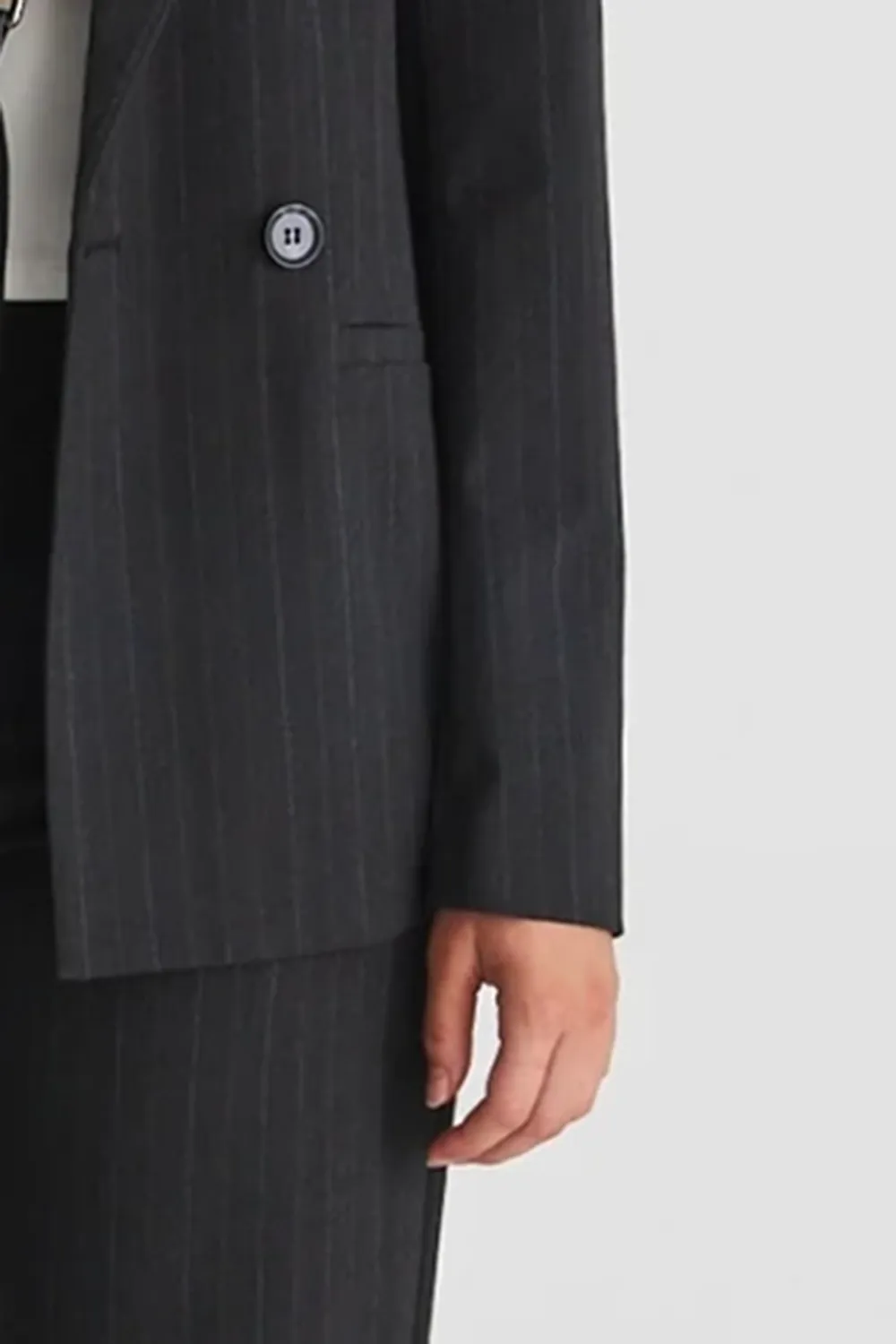 Charcoal Pinstripe Double Breasted Blazer