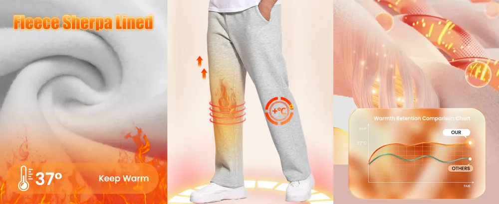 Men's Classic Heavyweight Fleece Sweatpants with Open Bottom