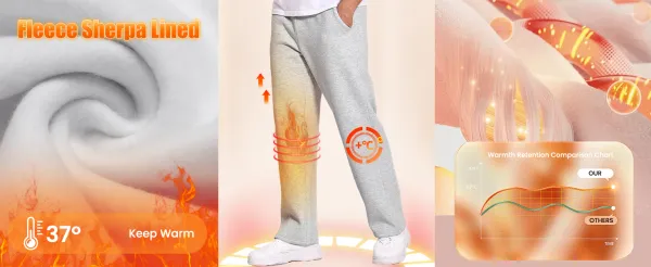 Men's Classic Heavyweight Fleece Sweatpants with Open Bottom