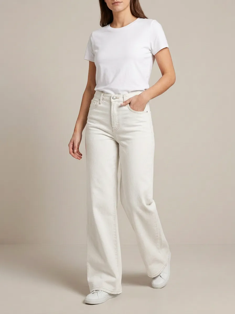 Street-Ready Wide-Leg Printed Denim Jeans