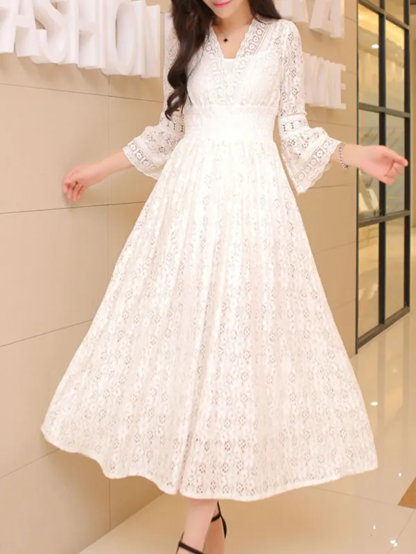 Comfort Fit Lace Midi Dress