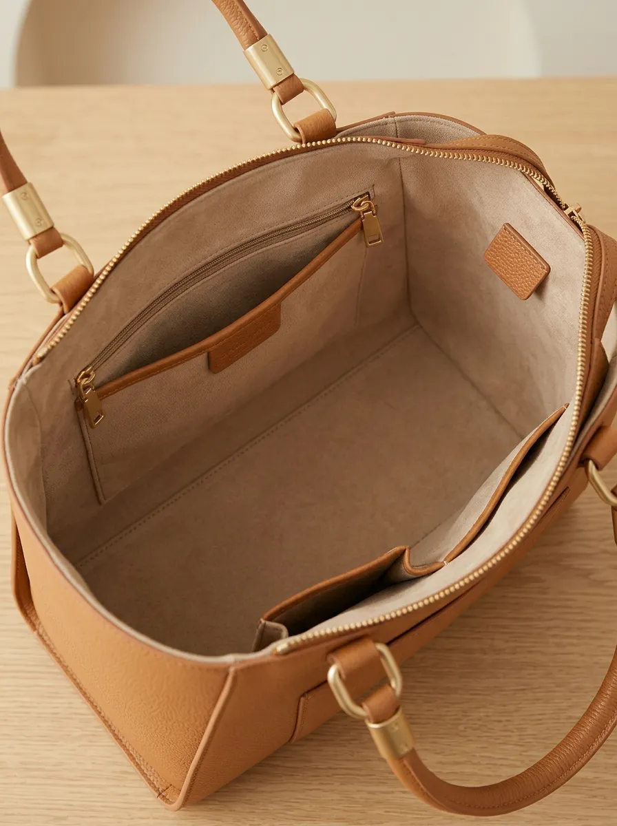 Women's Pebbled Zip-Top Dual-Handle Tote Bag