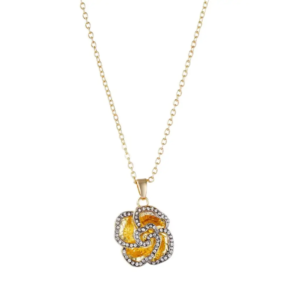 Floral Pendant Crystal Necklace