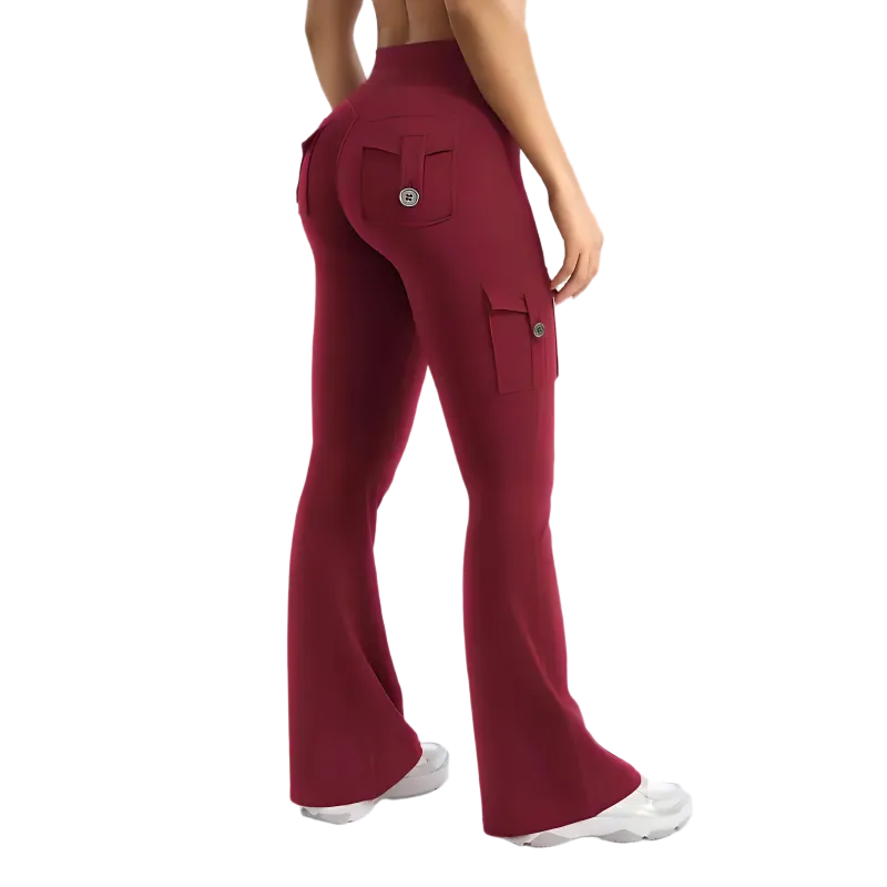 Women's High Waisted Scrunch Flare Yoga Leggings with Pockets