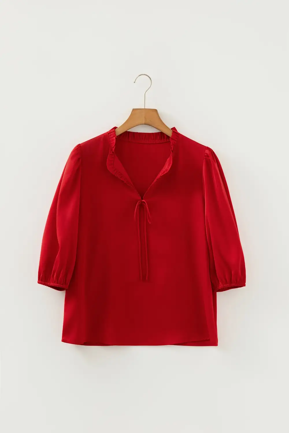 Frilled Bow Detail V-Neck Blouse