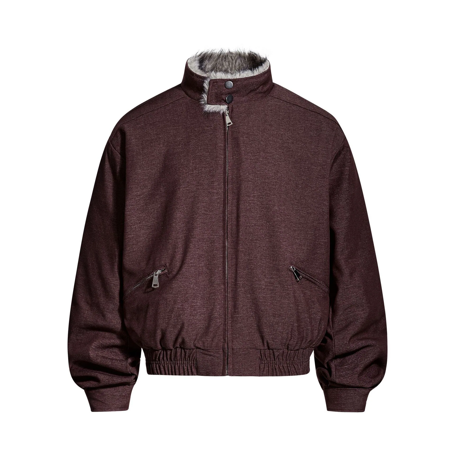 Plush High-Neck Cropped Jacket