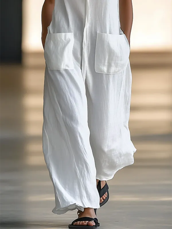 Losse Mouwloze Effen Kleur Split Joint Jumpsuits Met