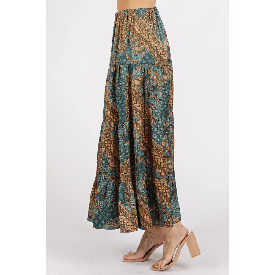 Paisley Patchwork Print Satin Maxi Skirt