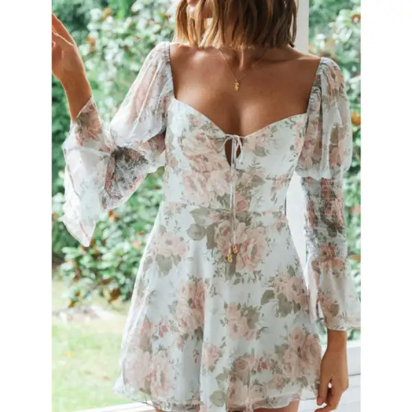 Print Sweetheart Neck Mini Dress