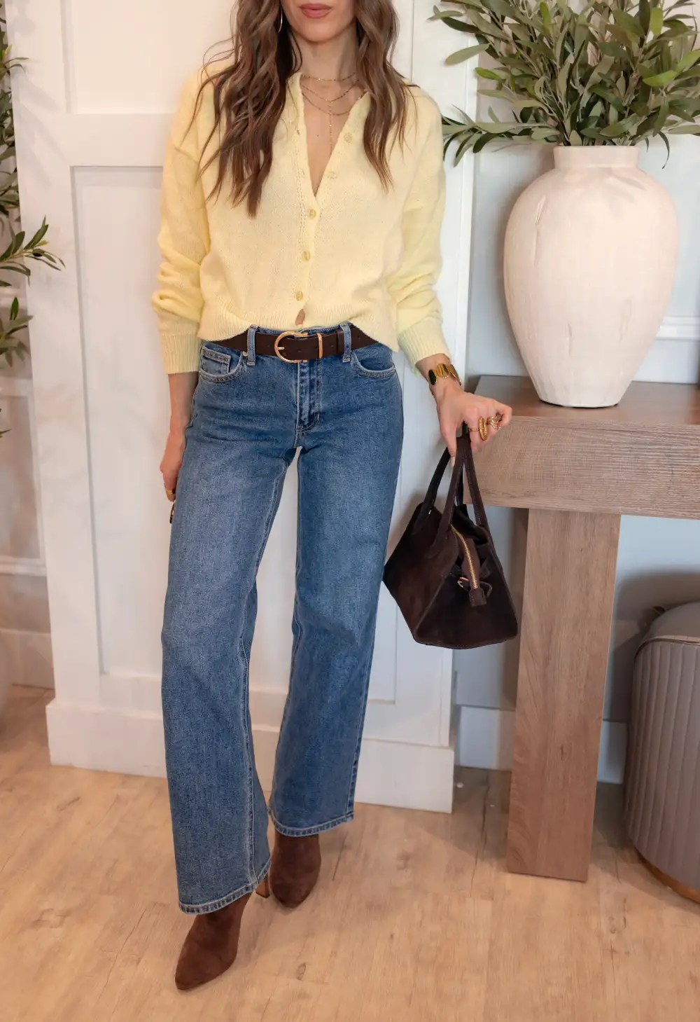 Mid Rise Casual Wide Leg Jeans