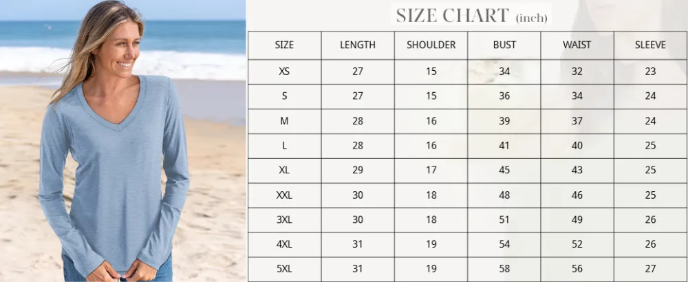 Women's V-Neck Long Sleeve Tee - Soft Curved Hem Top