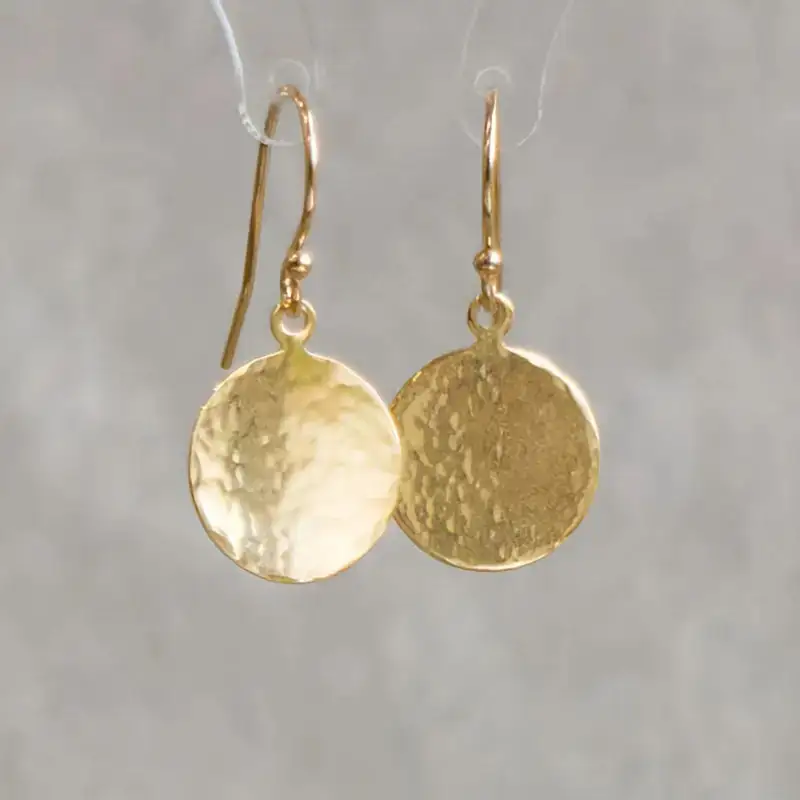 Vintage Round Shape Hammer Pattern Dangle Earrings