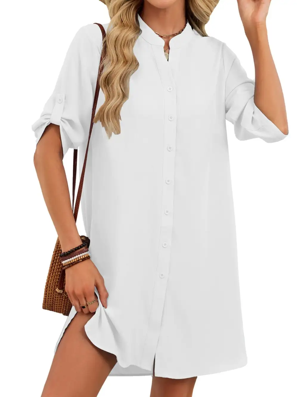 Comfort Fit Button Front Shirt Dress