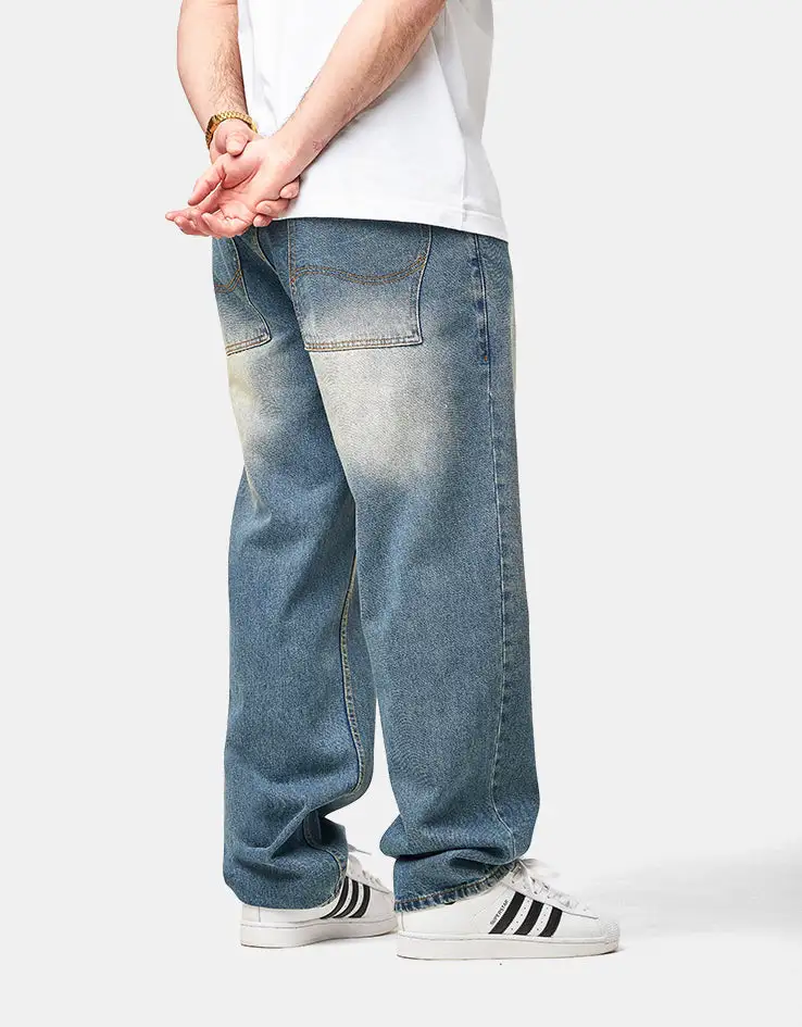 Men's Sandblasted Relaxed Stretch Denim Jeans