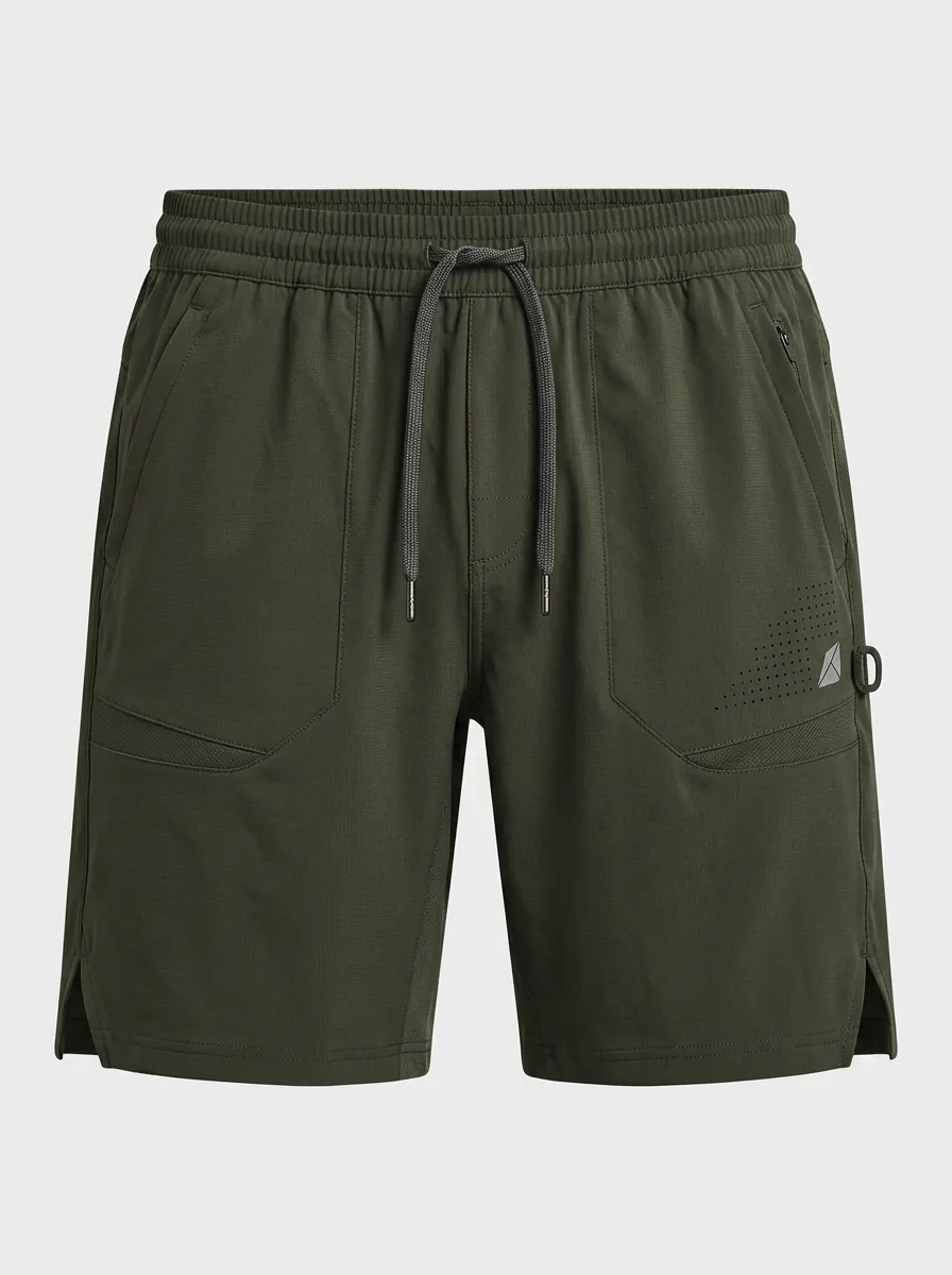 Men's Athletic Sports Breathable Olive Printed Shorts