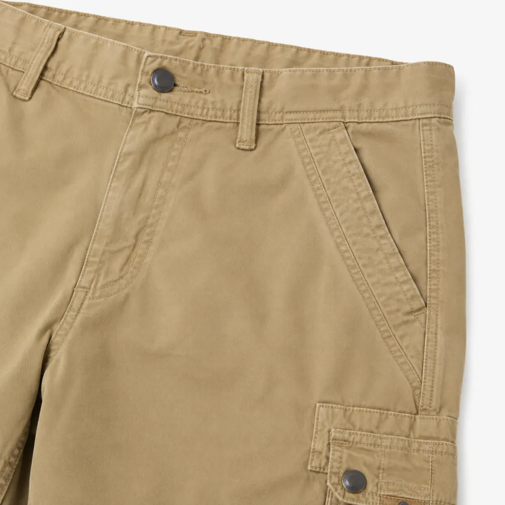 Men's Washed Twill 7-Length Multi-Pocket Cargo Capri Pants