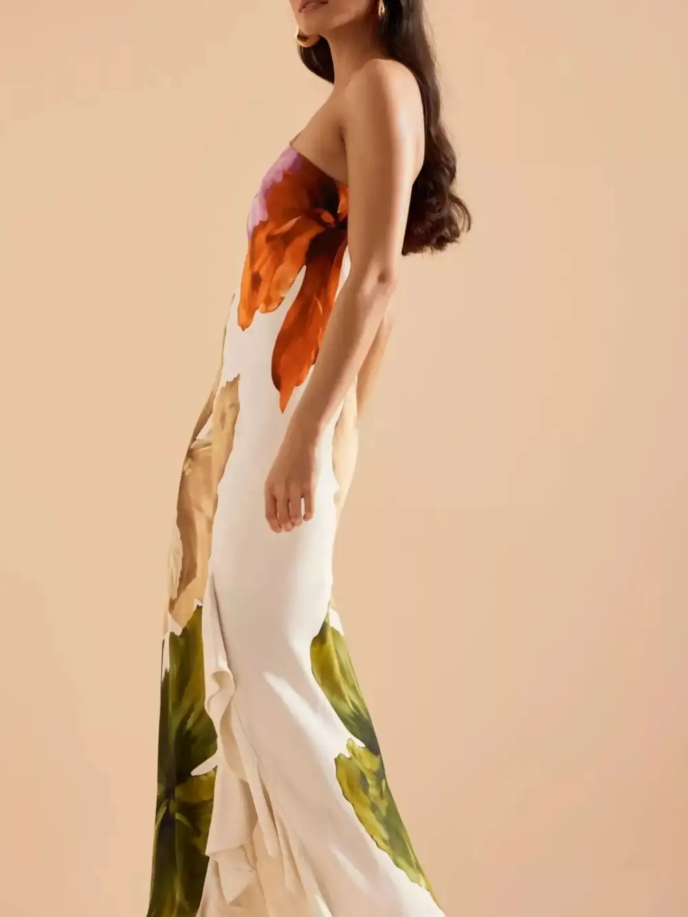 Floral Printed Ruffle Maxi Dress