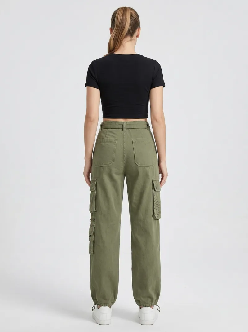 Core Geometric Pattern Multi Pocket Utility Look Women's Multi Pocket Cargo Pants