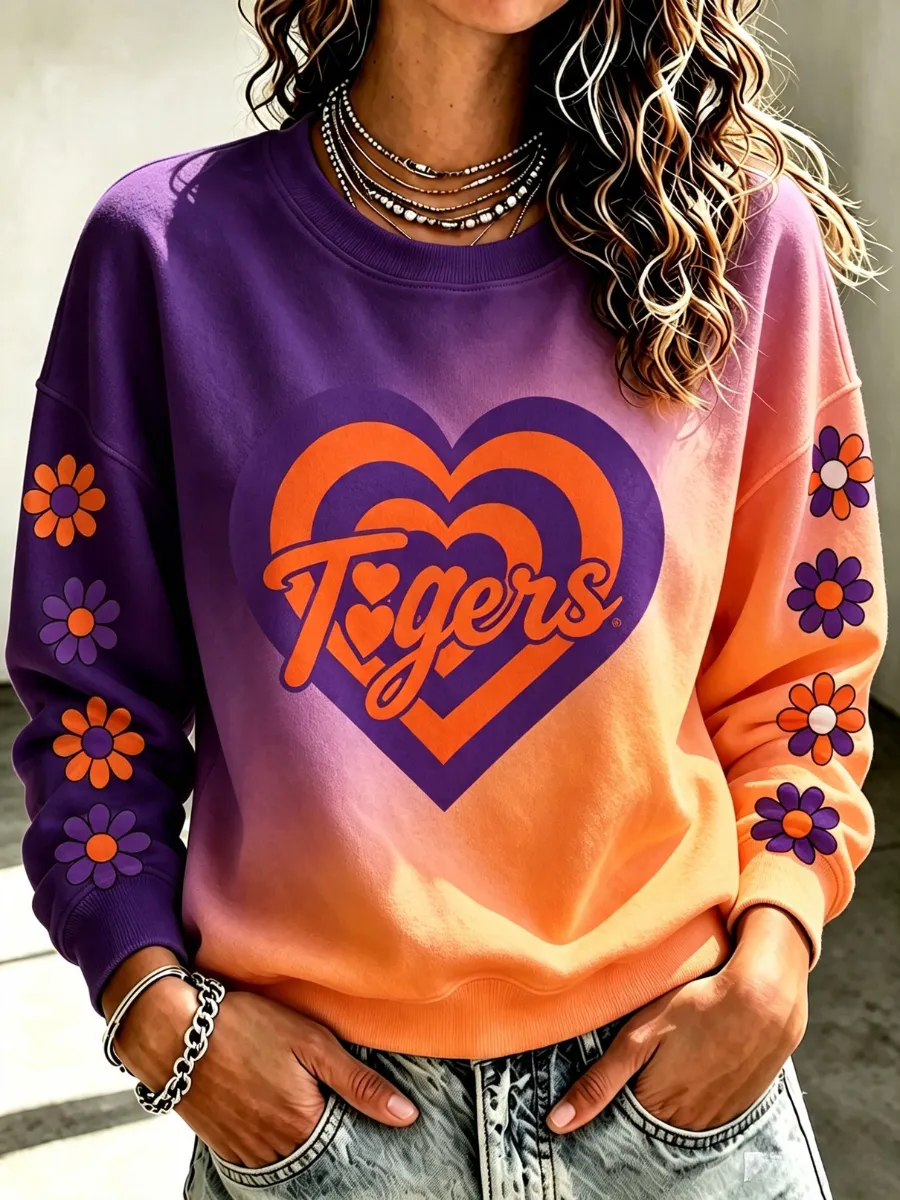 Women's Rugby Printed Round Neck T-Shirt