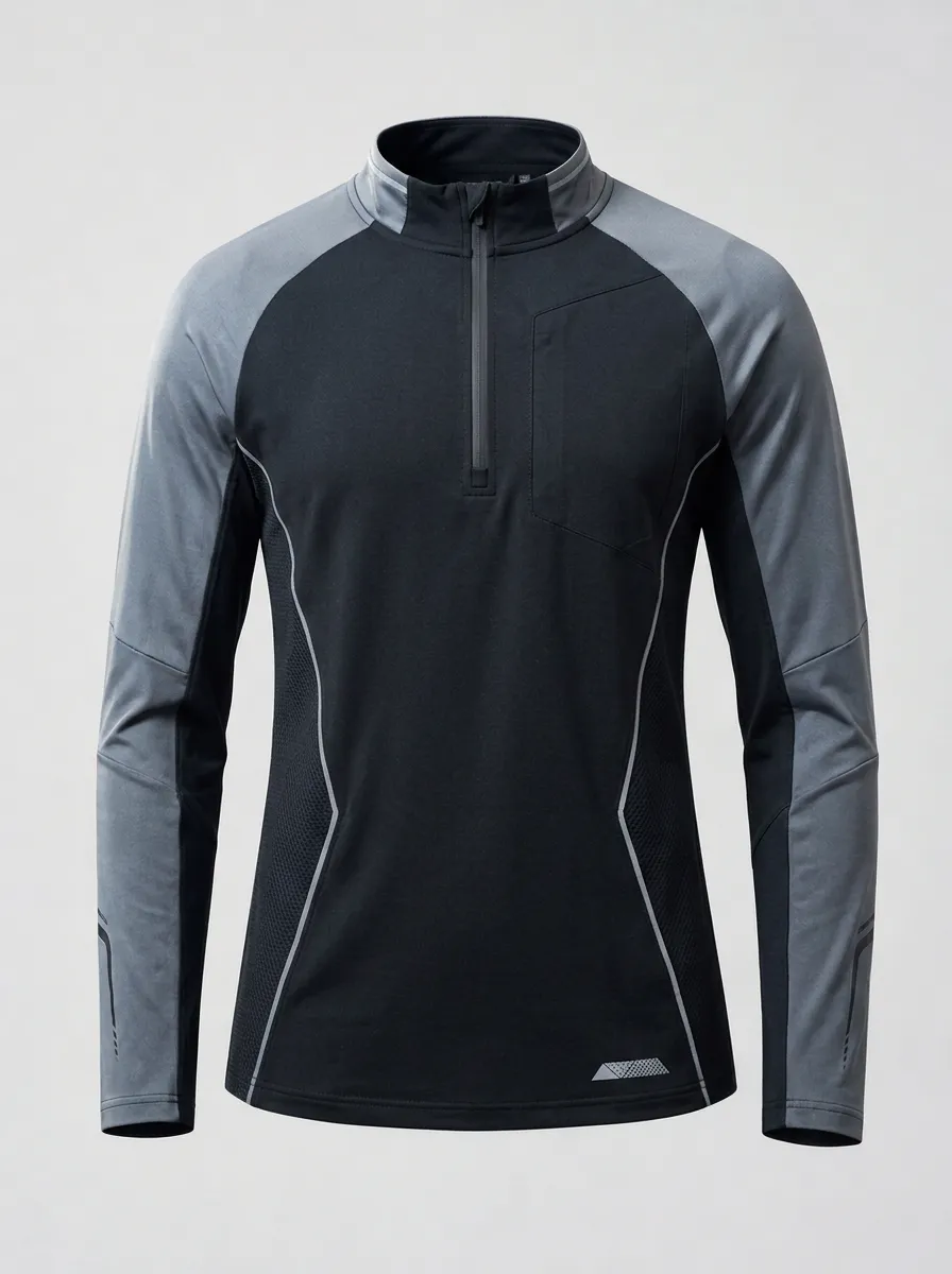 Men's Sporty Activewear Colorblock Quarter Zip Long Sleeve Shirt