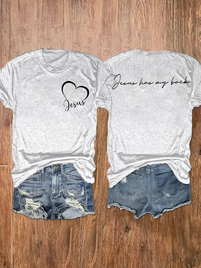 Women's Jesus has my back print short-sleeve T-shirt