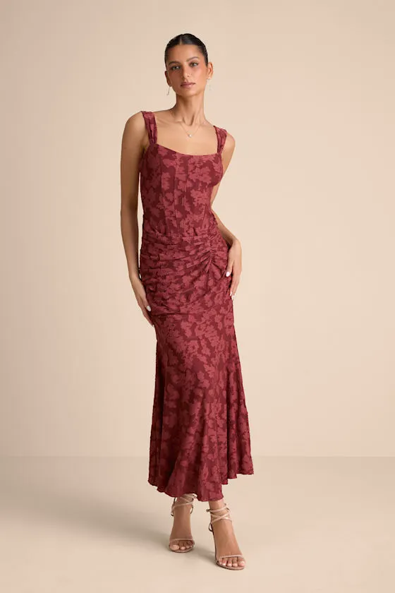 Celeste Yellow Floral Burnout Bustier Maxi Dress