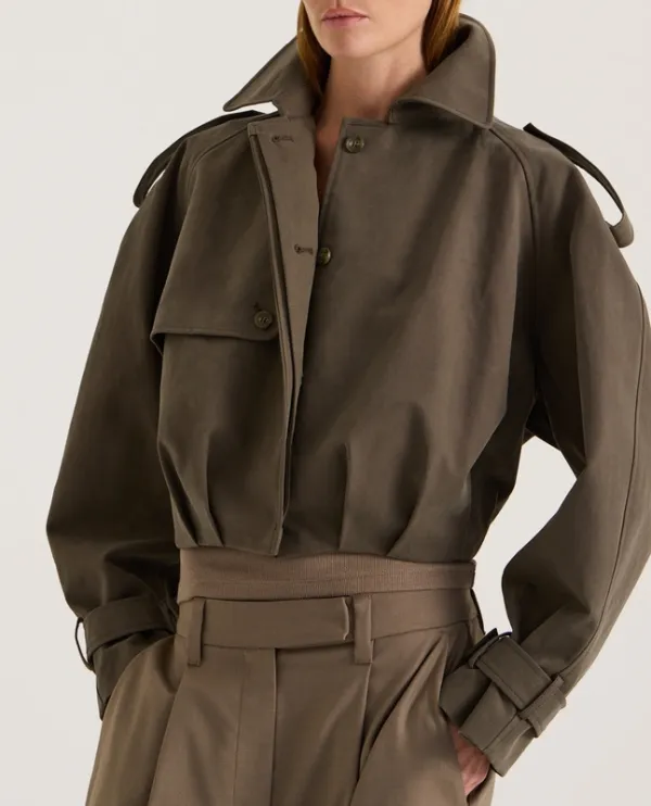 Cropped Cotton Trench Jacket