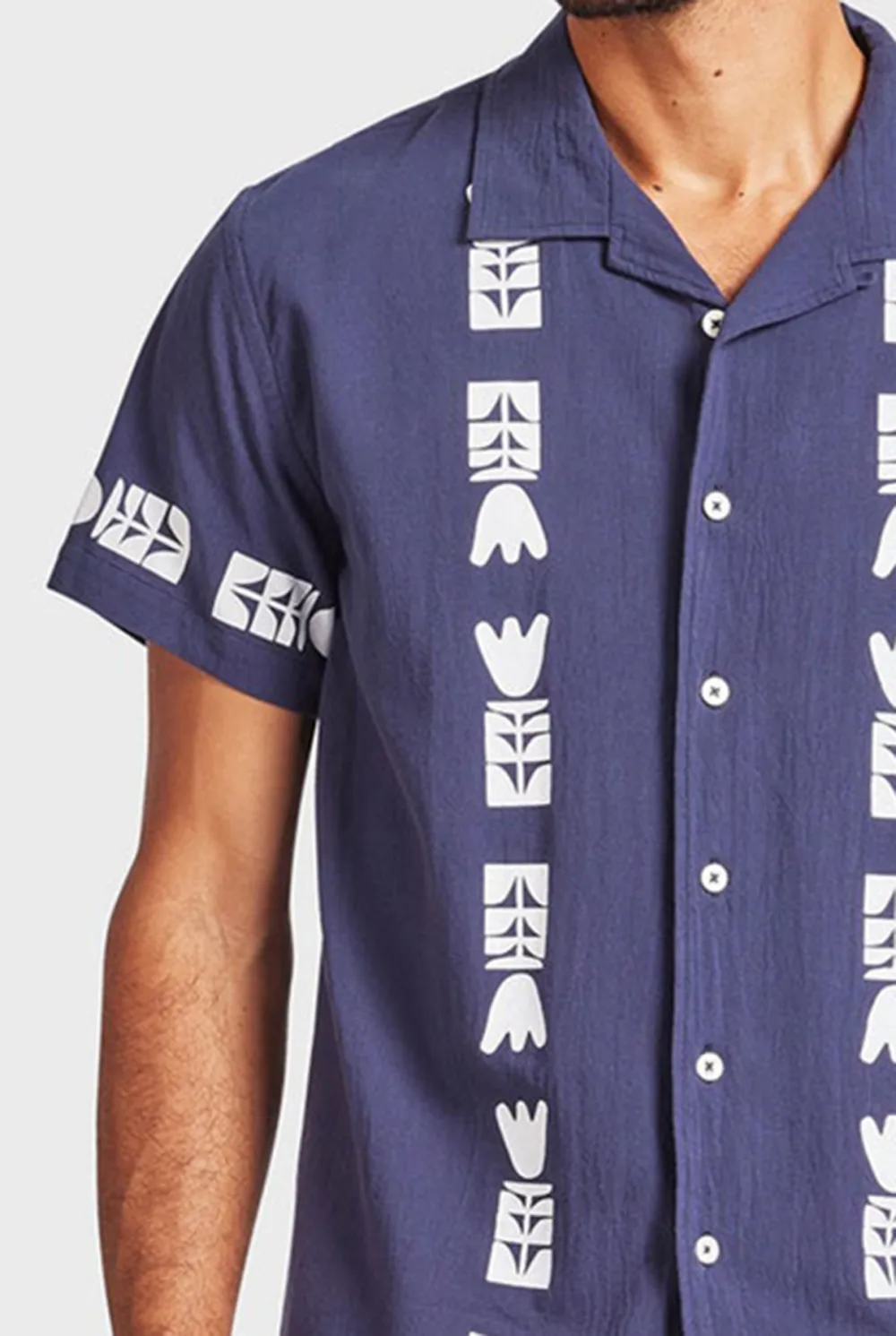 Kemp Short Sleeve Shirt- Navy/white