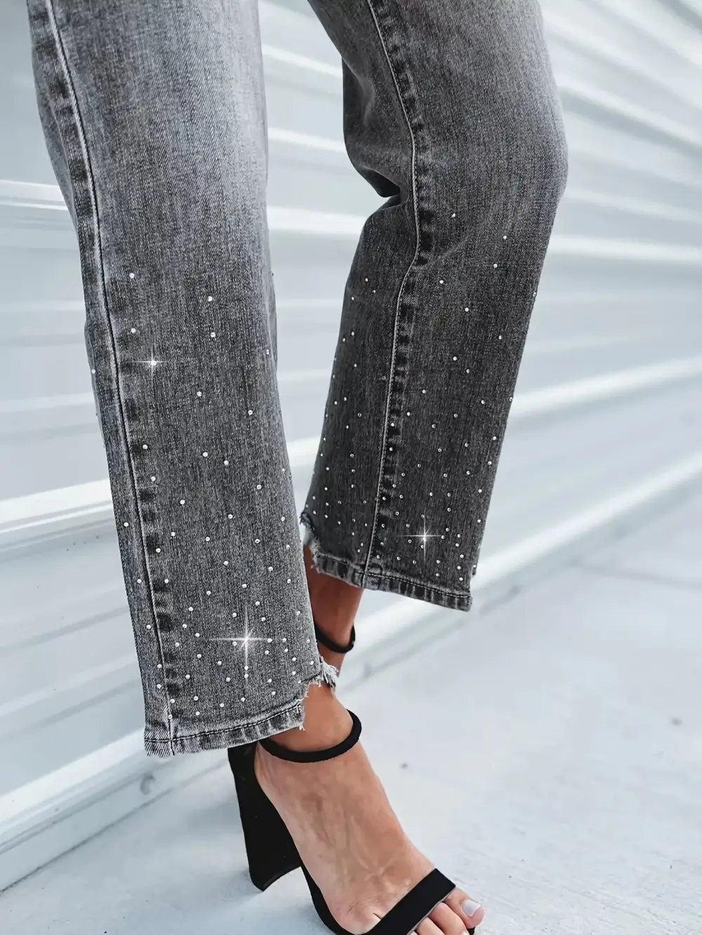 Tailored Rhinestone Denim Jeans