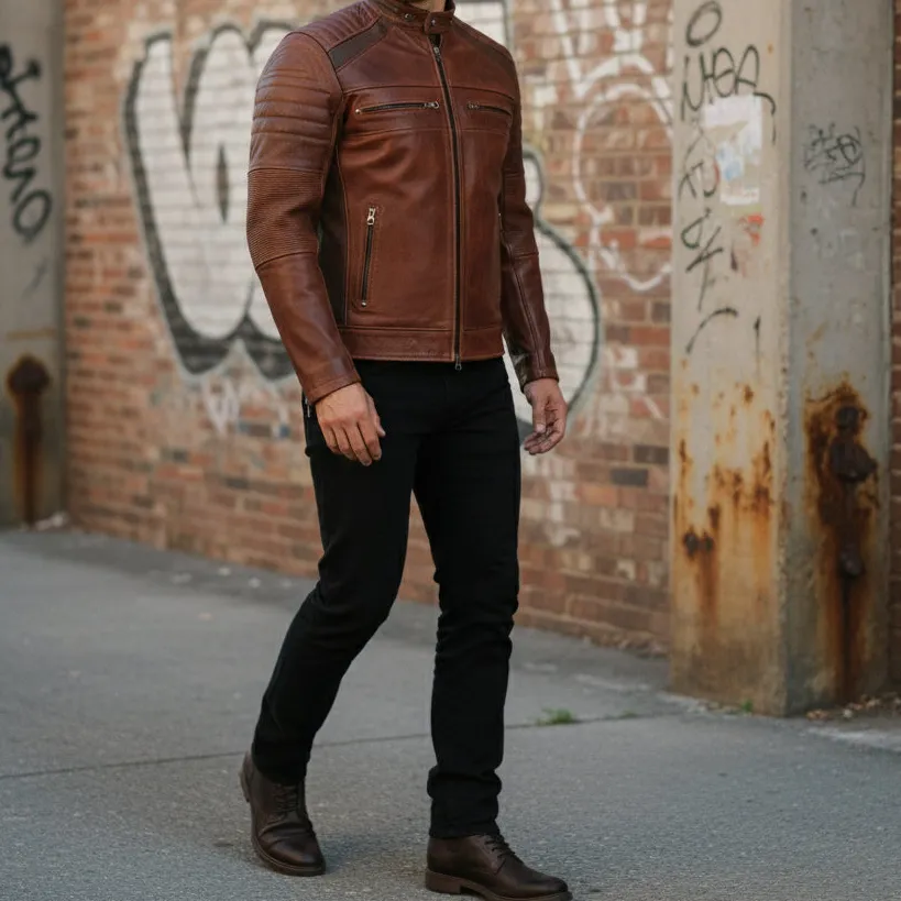 Everyday Leather Biker Motorcycle Cafe Racer Jacket