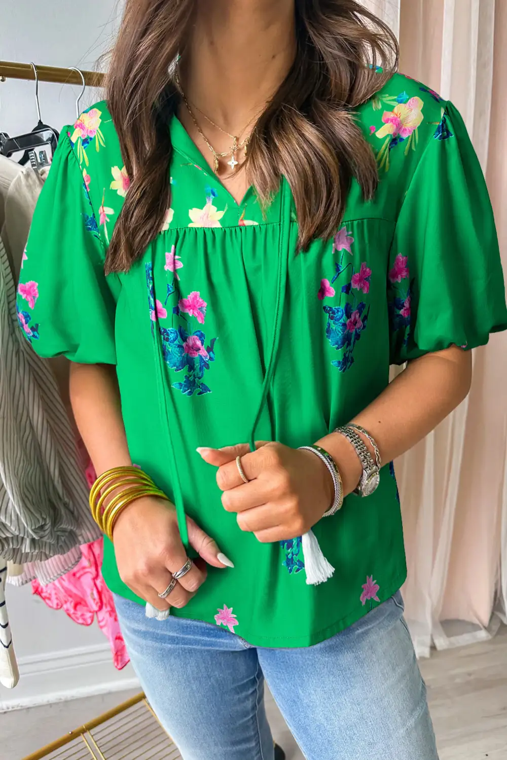 Modern Tie Detail Floral Blouse
