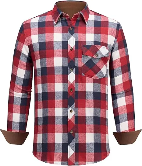 [Plus Size]Men’s Buffalo Plaid Flannel Shirt – Rugged Warmth. Timeless Style. Everyday Comfort.  Classic Design | Soft Cotton Comfort | Built for Any Season