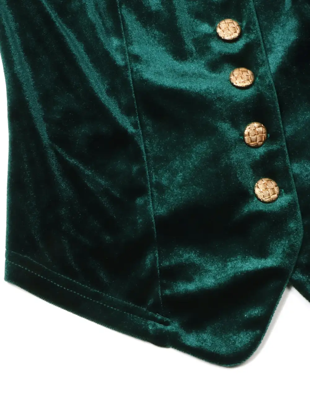 Lace Trim Velvet Button Front Top