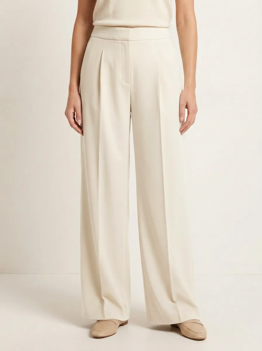 Office Style Pleated Wide-Leg Trousers