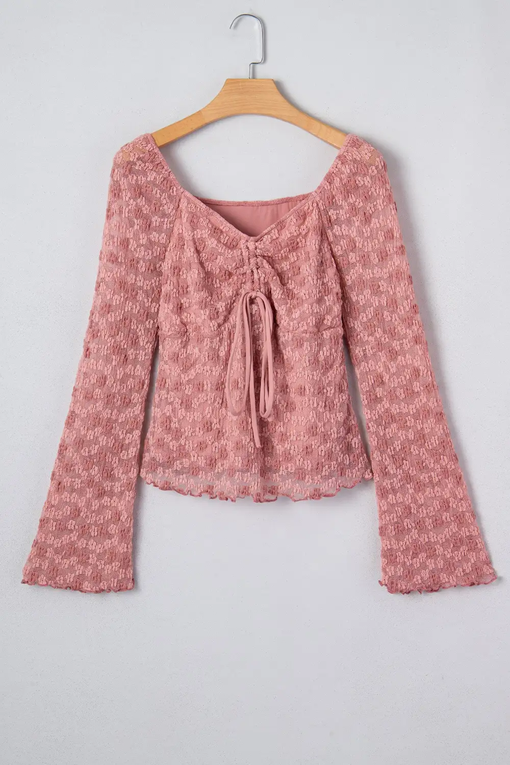 Everyday Floral Lace Trim Tie Detail Blouse