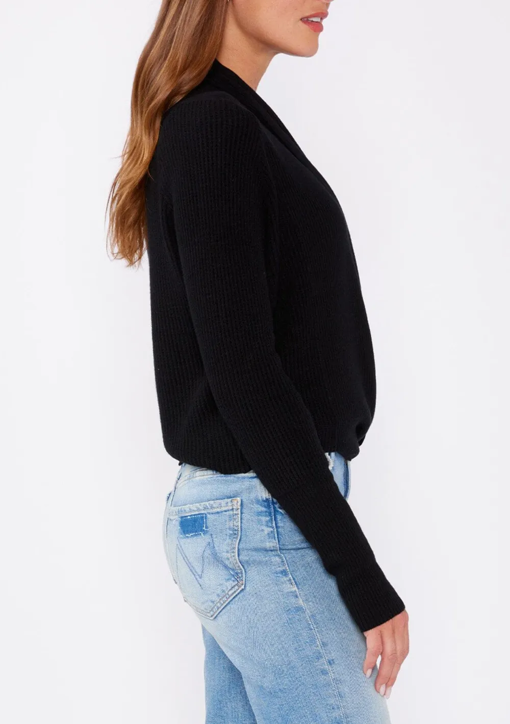 Ribbed Tie Front Long Sleeve Cardigan