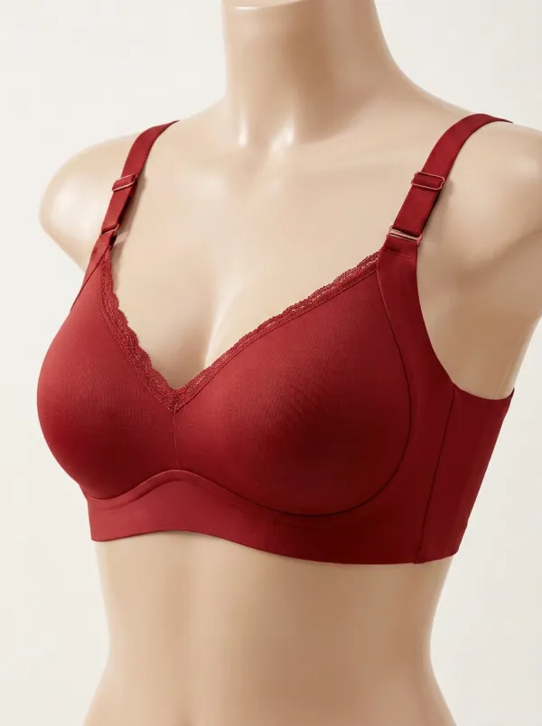 Women's Full-Coverage Wireless Seamless Lace-Trim Bra