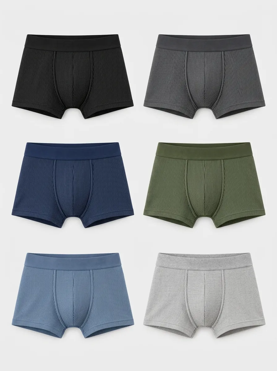 Men's Multicolor Ribbed Knit Boxer Briefs Multi-Pack