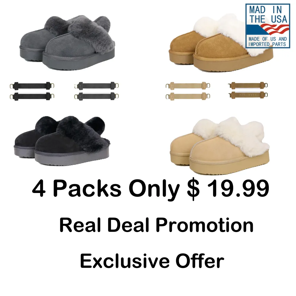 🥿🔥 Limited-Time Offer — 40% OFF! Women’s Chestnut Genuine Leather Platform Slippers with Detachable Ankle Strap & White Fur Lining  3-in-1 Seasonal Comfort