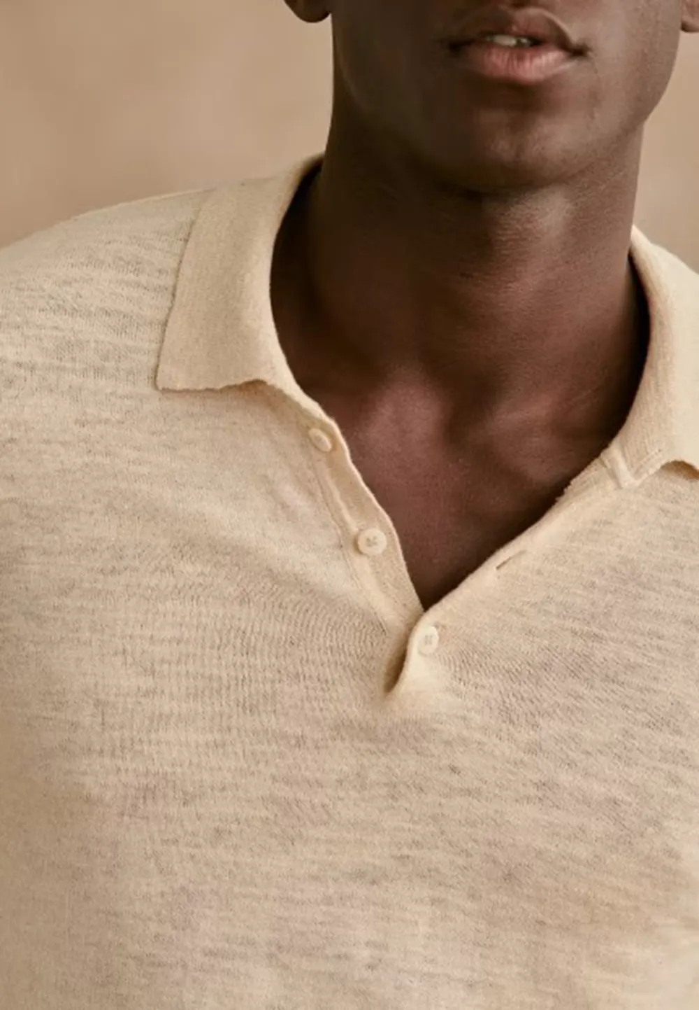 Cream Henley Neck Knit Long Sleeve Sweater