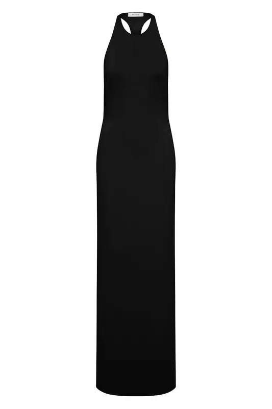 Black Racerback Halter Maxi Dress