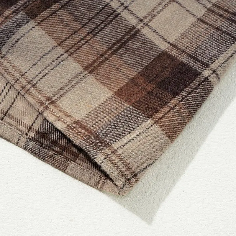Beige Plaid Patchwork High Waist Sweatshirt Mini Dress