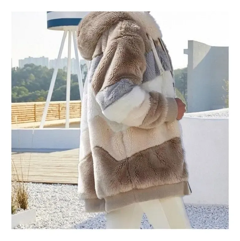4PACK-Women'S Fur Patchwork Zipper Jacket-ONLY 24.95