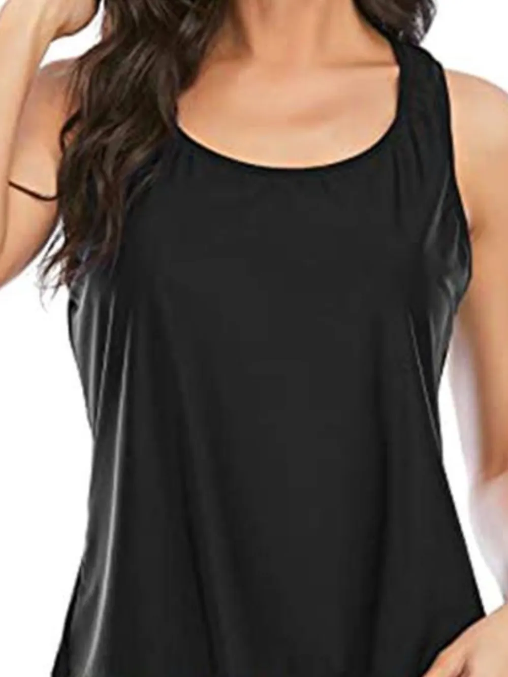 Panel Detail Printed Round Neck Three Swimsuit