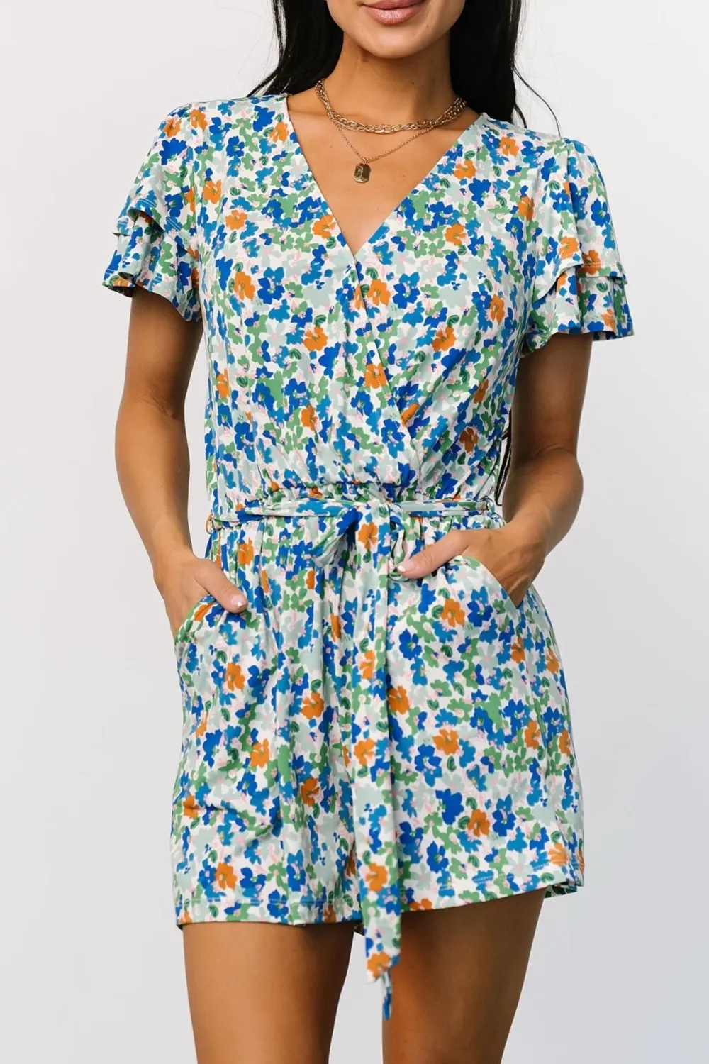 Artistic Versatile Lace Floral Blue Multi Jumpsuit