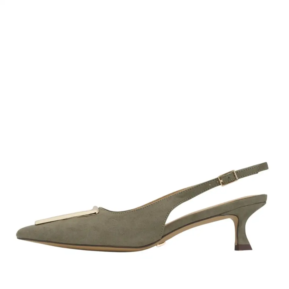 Refined Faux Leather Pointed Toe Kitten Heel Slingback Slingback Heels